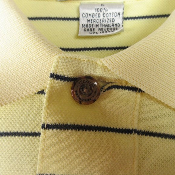 Titleist Butter Yellow Striped Pique Polo Size L Cotton - Picture 4 of 11